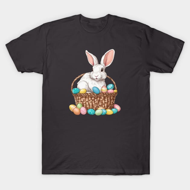 Easter Bunny in a Basket T-Shirt by Mey Designs